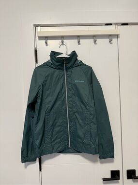 Columbia Teal Hooded Rain Jacket